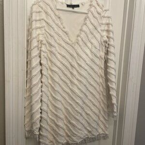 House of Harlow 1960s x Revolve White Cotton and Chenille Long Sleeve Mini Dress